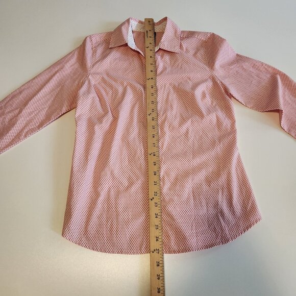 George Button Up Shirt White With Pink /‎ Red Floral Polks Dots Womens Small 4-6 - Picture 11 of 13
